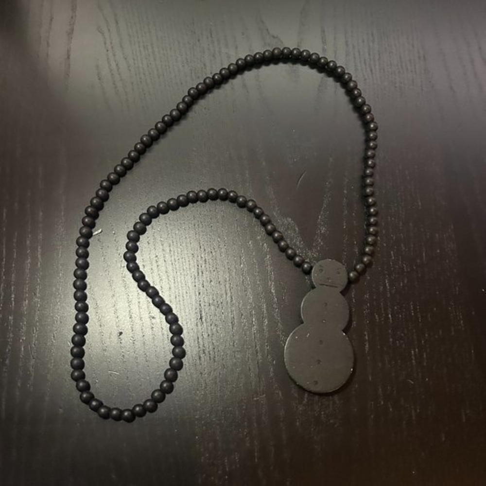 GoodWood NYC Black Snowman Necklace Wooden Pendant‎ Wooden Beaded